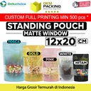 Standing Pouch 12x20cm MATTE WINDOW VARIAN Plastik Klip Sealer Makanan