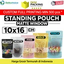 Standing Pouch 10x16cm MATTE WINDOW VARIAN Plastik Klip Sealer Makanan