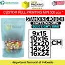 Standing Pouch BLUE MATTE WINDOW VARIAN Plastik Klip Kemasan Makanan