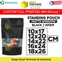 Standing Pouch BLACK MATTE WINDOW VARIAN Plastik Klip Kemasan Makanan