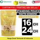 Standing Pouch 16x24cm GOLD MATTE WINDOW Plastik Kemasan Makanan