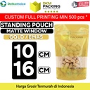 Standing Pouch 10x16cm GOLD MATTE WINDOW Plastik Kemasan Makanan