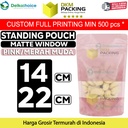 Standing Pouch 14x22cm PINK MATTE WINDOW Plastik Kemasan Makanan