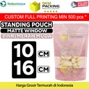 Standing Pouch 10x16cm PINK MATTE WINDOW Plastik Kemasan Makanan