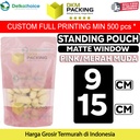 Standing Pouch 9x15cm PINK MATTE WINDOW Plastik Kemasan Makanan