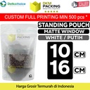 Standing Pouch 10x16cm WHITE MATTE WINDOW Plastik Kemasan Makanan