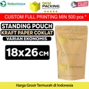 Standing Pouch 18x26cm Kraft Paper Ekonomis FULL ZIPLOCK Plastik Klip
