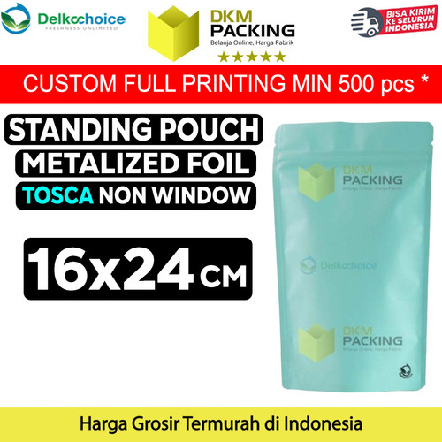 Standing Pouch 16x24cm Tosca Full Metalize Foil Ziplock Plastik Klip