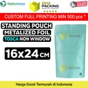 Standing Pouch 16x24cm Tosca Full Metalize Foil Ziplock Plastik Klip