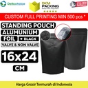 Standing Pouch 16x24cm Black Full Metalize Foil Ziplock Plastik Klip