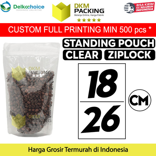 Standing Pouch Clear 18x26 Plastik Klip Bening Ziplock Sealer Makanan