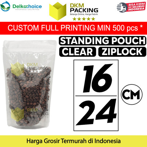 Standing Pouch Clear 16x24 Plastik Klip Bening Ziplock Sealer Makanan