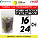 Standing Pouch Clear 16x24 Plastik Klip Bening Ziplock Sealer Makanan