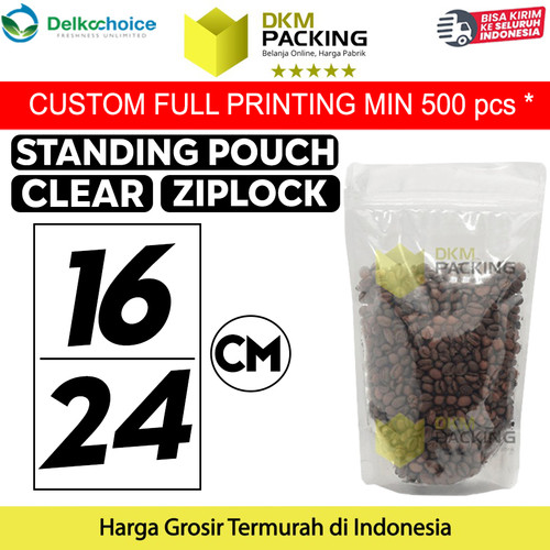 Plastik Klip Bening 16x24 Standing Pouch Clear Ziplock Sealer Makanan