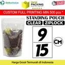 Standing Pouch Clear 9x15 Plastik Klip Bening Ziplock Sealer Makanan