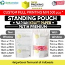 Standing Pouch White Kraft ZIPLOCK Plastik Klip Sealer DELKOCHOICE