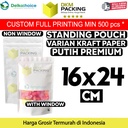 Standing Pouch 16x24cm White Kraft ZIPLOCK Plastik Klip Sealer Makanan