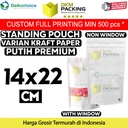 Standing Pouch 14x22cm White Kraft ZIPLOCK Plastik Klip Sealer Makanan