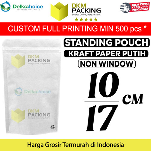 Standing Pouch 10x17 ZIPLOCK Plastik Klip White Kraft FULL DELKOCHOICE