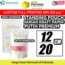 Plastik Klip White KRAFT 12x22cm Standing Pouch ZIPLOCK DELKOCHOICE