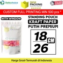 Plastik Klip White KRAFT Window 18x26cm Standing Pouch ZIPLOCK Sealer