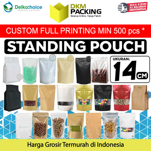 Standing Pouch MEDIUM Ukuran 14cm Plastik Klip Kemasan Sealer Makanan