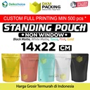 Standing Pouch 14x22cm Full Metalize Foil Ziplock Plastik Klip Makanan