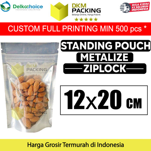 Standing Pouch 12x20cm Plastik Klip Ziplock Clear Metalize Alumunium