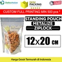 Standing Pouch 12x20cm Plastik Klip Ziplock Clear Metalize Alumunium