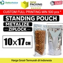 Standing Pouch 10x17cm Clear Metalize Alumunium Plastik Klip Ziplock