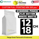 Plastik Klip Flat Bottom Putih 12x18cm Standing Pouch Ziplock Kemasan