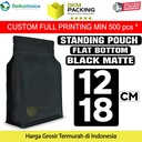 Plastik Klip Flat Bottom Hitam 12x18cm Standing Pouch Ziplock Kemasan