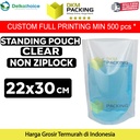 Plastik Standing Pouch 22x30cm Bening NON Ziplock Kemasan Makanan