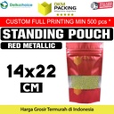 Standing Pouch 14x22 Window Red Ziplock Plastik Klip Sealer Makanan
