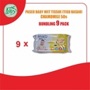 [KEJAR DISKON] Tissue PASEO Baby Wet Chamomile 50s (ISI 9 PACK)