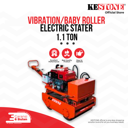Baby Vibration Roller Electric Stater 1,1 Ton - Mesin Perata Aspal