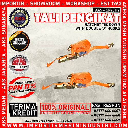 Alat Pengikat Barang Kapasitas 1500 Kg Ratchet Tie Down Strap 10 m