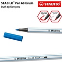 STABILO Pen 68 Brush Dark Blue / Biru / Premium Marker Kuas Kaligrafi
