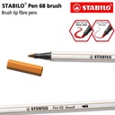 STABILO Pen 68 Brush Dark Ochre / Cokelat / Marker Kuas Kaligrafi