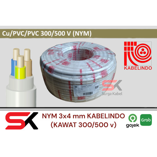 NYM 3x4mm KABELINDO/ KABEL LISTRIK KAWAT NYM 3 x 4mm MEREK 4 BESAR