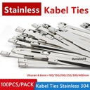 Kabel Ties Stainless Steel SS304 4.6mm x 100mm 150mm 200mm 250mm 300mm 400mm Cable Tie Kabel Ties Tali Pengikat Knalpot Klem