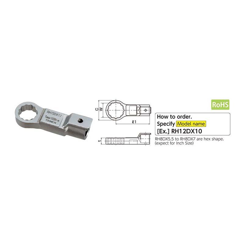 Kepala Kunci Ring Pas Tohnichi RH19D Interchangeable Head CL CEM CSP CDB ukuran 19D 14mm - 41mm