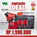 Mesin Obeng Bor Milwaukee M12 FID2-0 Hex 1/4" Compact Impact Driver 3600 rpm 170Nm Generasi 3 - Special Bundling Fullset Baterai Charger Siap Pakai