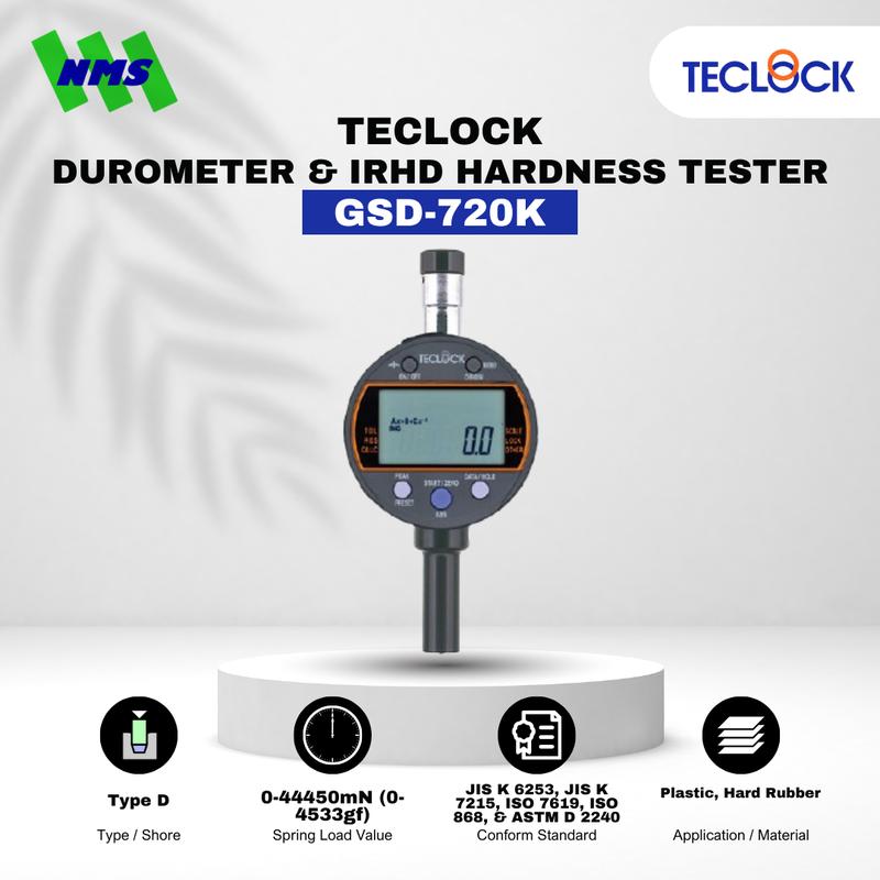 TECLOCK GSD-720K Durometer Hardness Tester 44450mN Shore D Digital