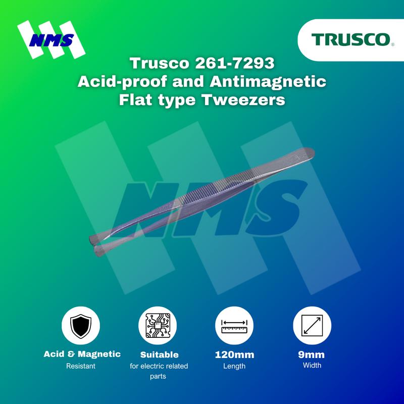 Pinset TRUSCO 35A-SA Acid-Proof and Anti-Magnetic Flat Tweezers 120mm