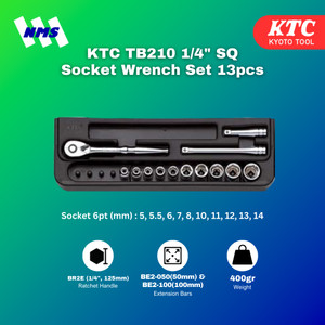 Kunci Sok KTC TB210 1/4" SQ Socket Wrench Set 13pcs Original