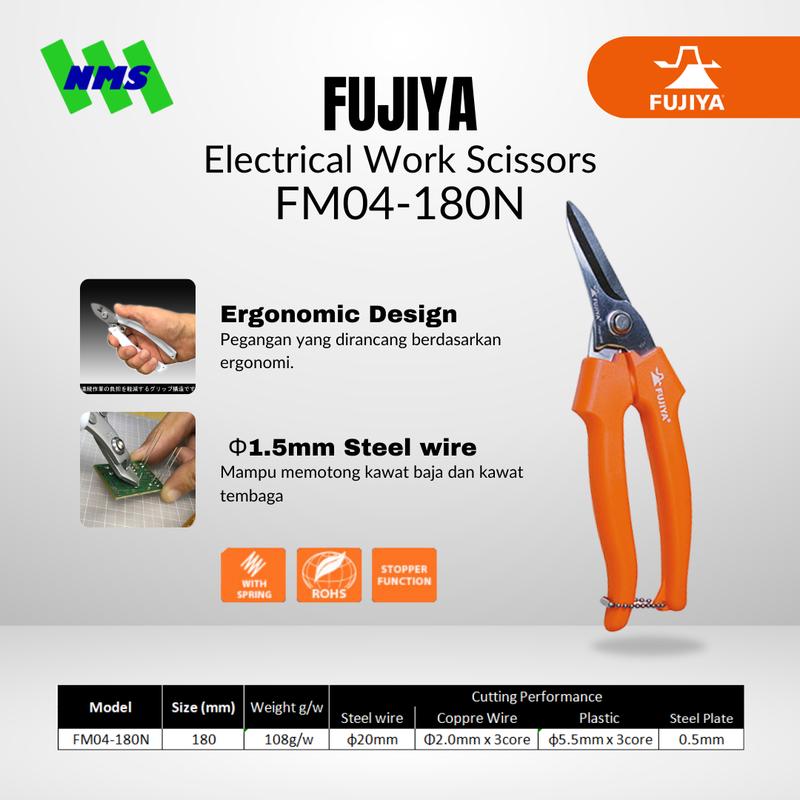 Gunting Listrik FUJIYA FM04-180N Electrical Work Scissors Japan