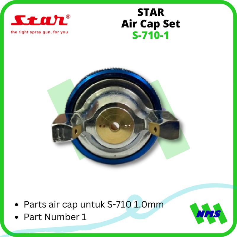 STAR Air Cap Set S-710-1 1.0mm Untuk Spray Gun S-710 Nomor Part 1