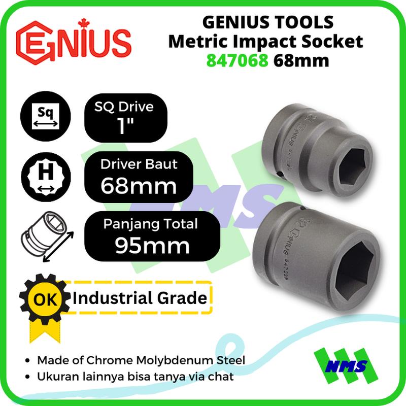 Mata Sok Metric Impact Sockets 1" 6pt. 68mm 847068 GENIUS
