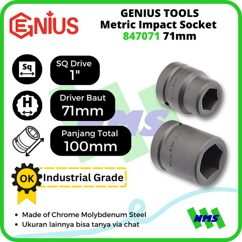 Mata Sok Metric Impact Sockets 1" 6pt. 71mm 847071 GENIUS